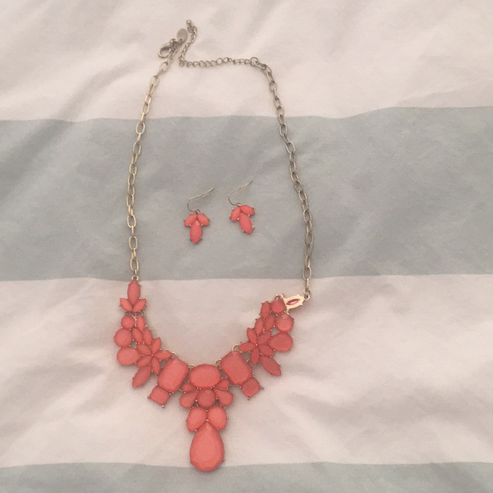 Coral necklace and earring set